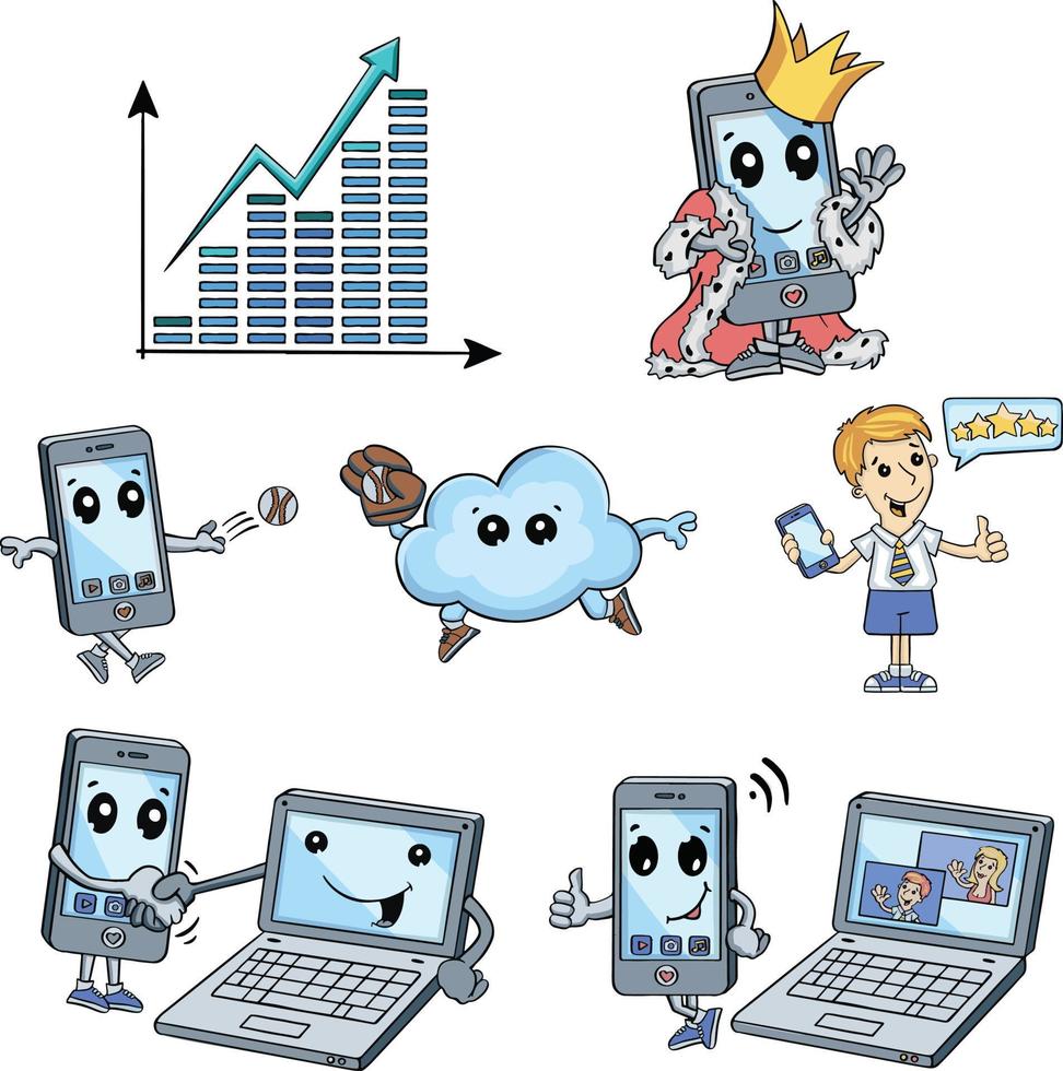 set of icons computer telephone communication  icon vector