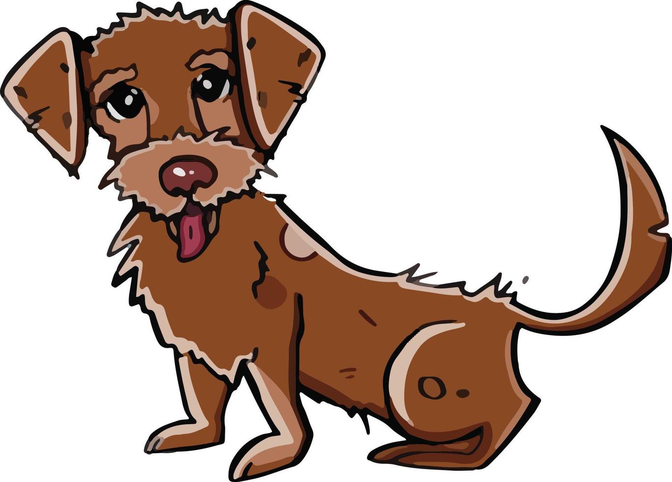Cartoon style. The dog shows his tongue, the puppy opened his mouth. vector illustration