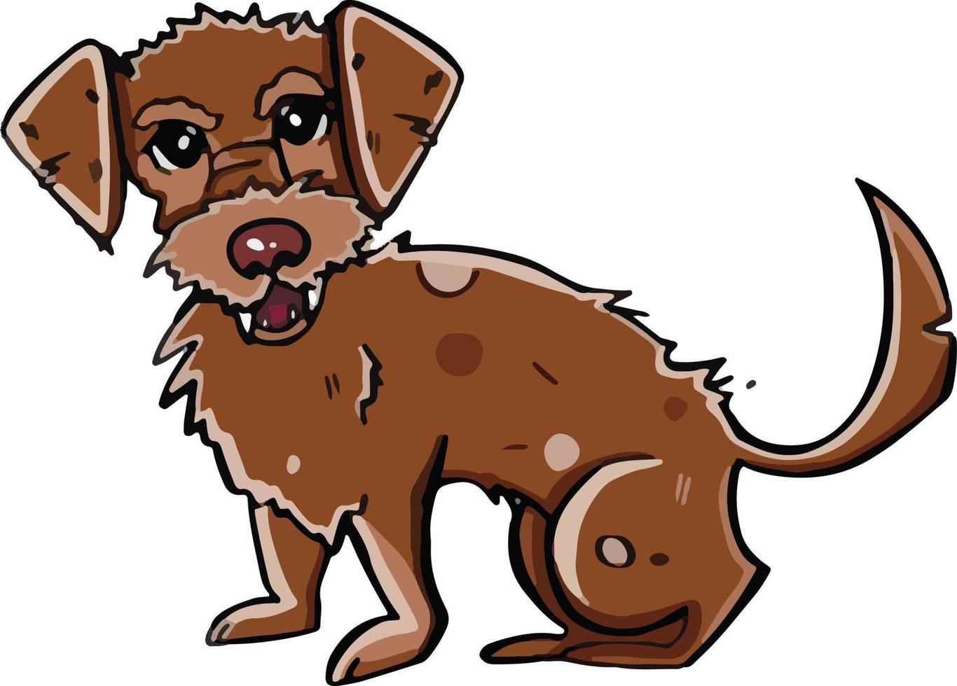 estilo de dibujos animados el perro está enojado, el cachorro descontento gruñe. ilustración vectorial vector
