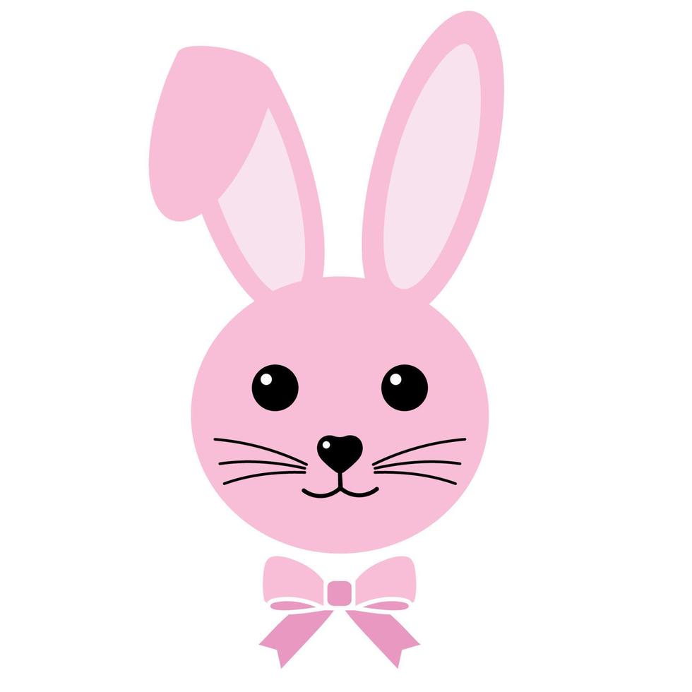 ilustración de un lindo conejo rosa con un lazo. vector