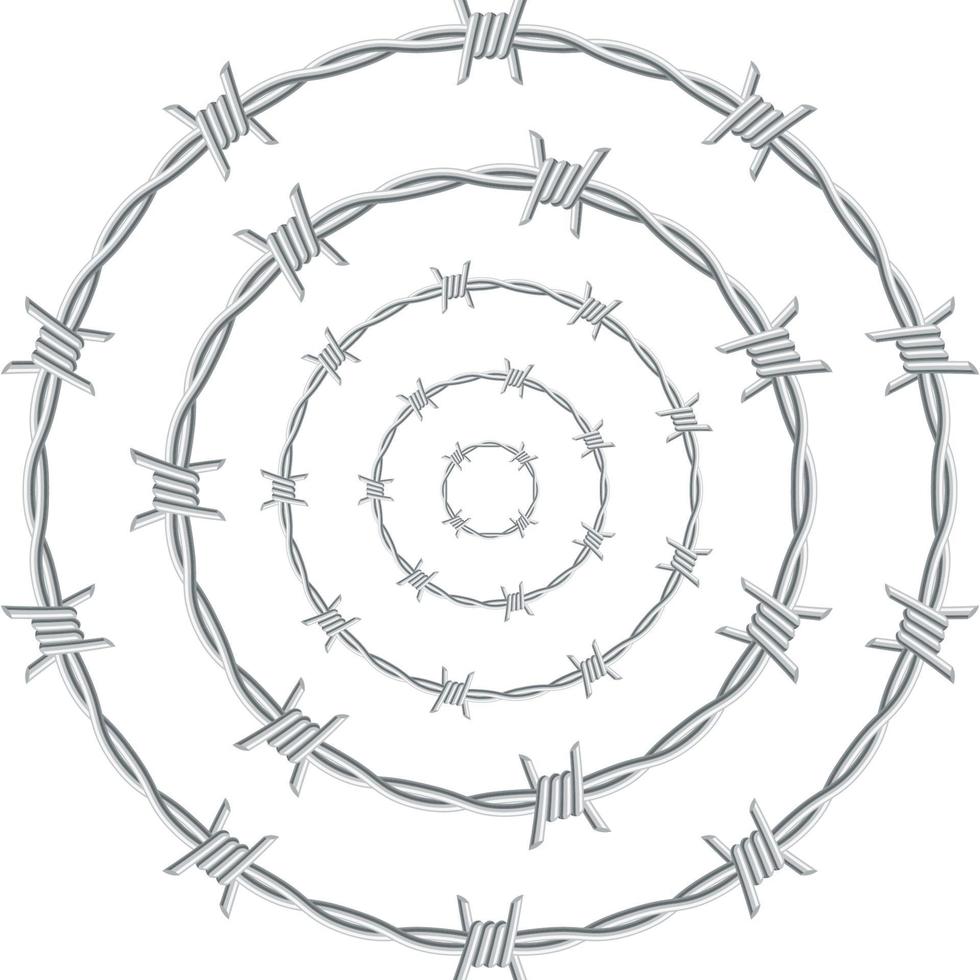 Barbed wire forms a circle. Vector image.