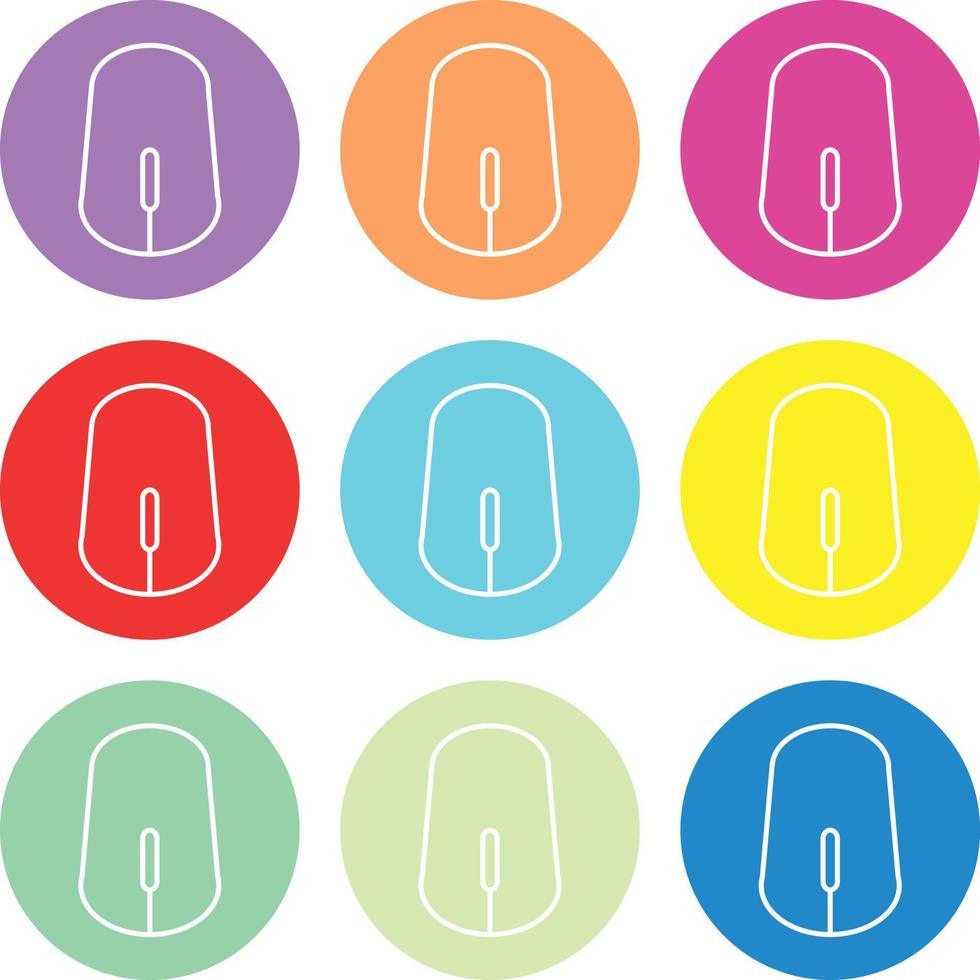 conjunto de iconos de ratón de computadora coloridos para el elemento de diseño. paquete de iconos de vector plano de línea delgada con logotipo de mouse en nueve colores diferentes