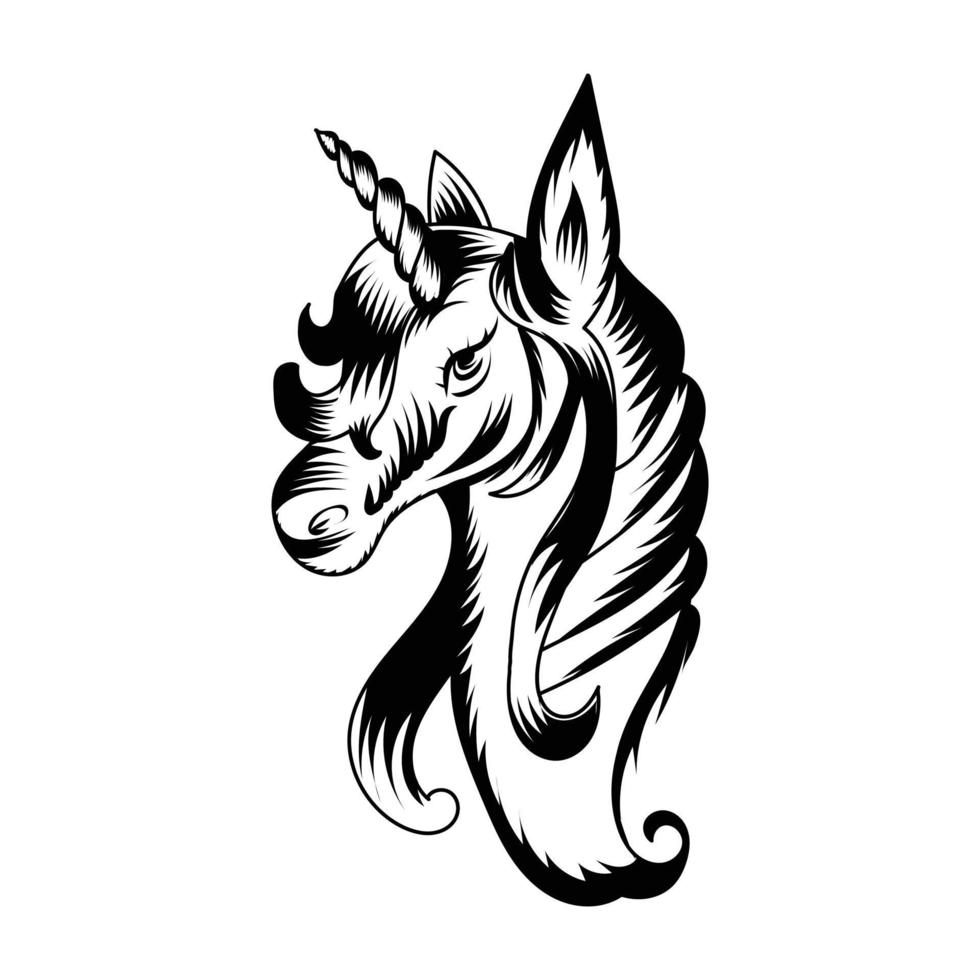 Unicorn head single color vector design