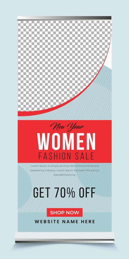 New Arrival Fashion Sale offers a Roll-up Banner Design Template in fully editable print-ready file format. vector