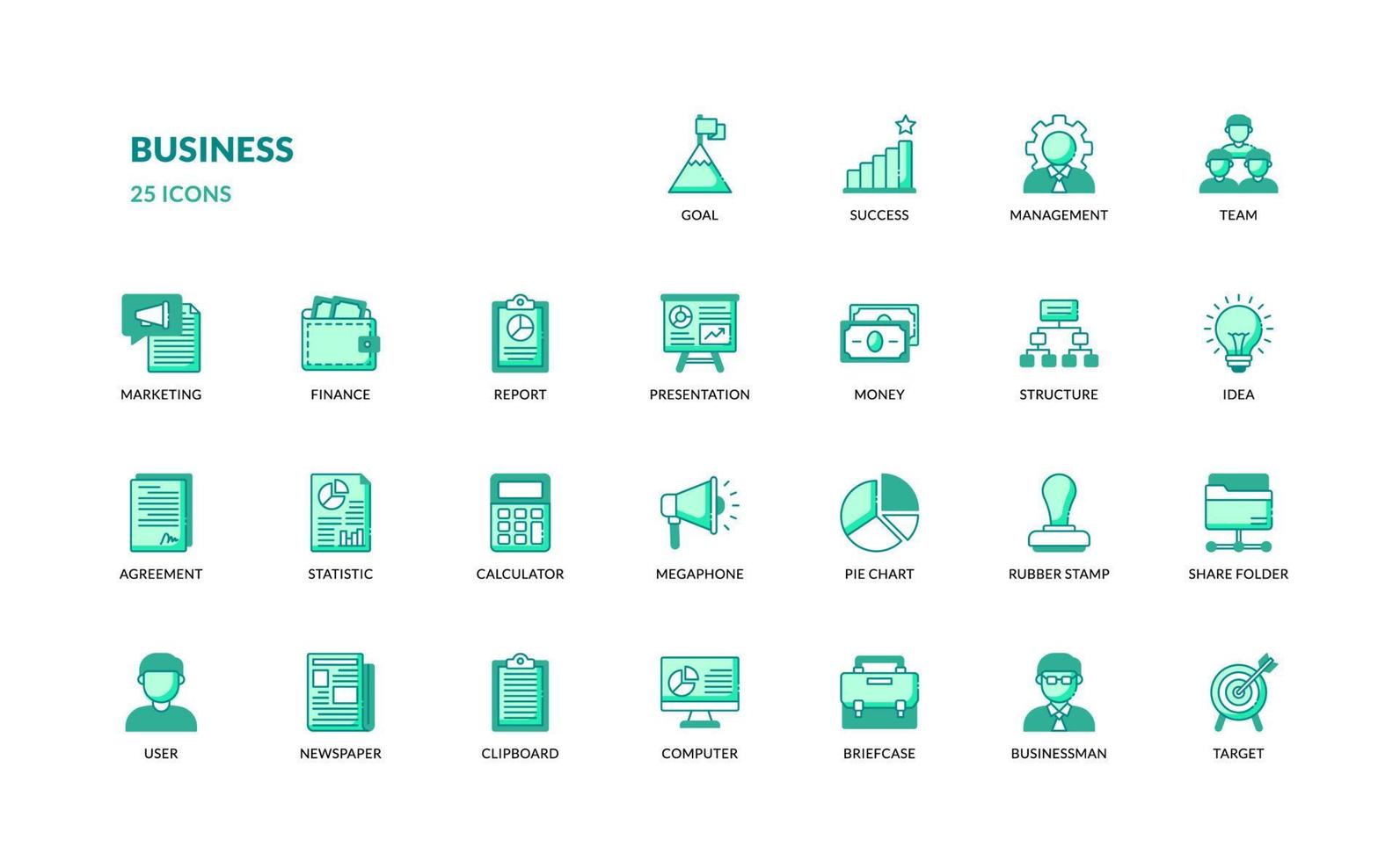 business teamwork finance startup dominant green color icon for web presentation simple vector illustration