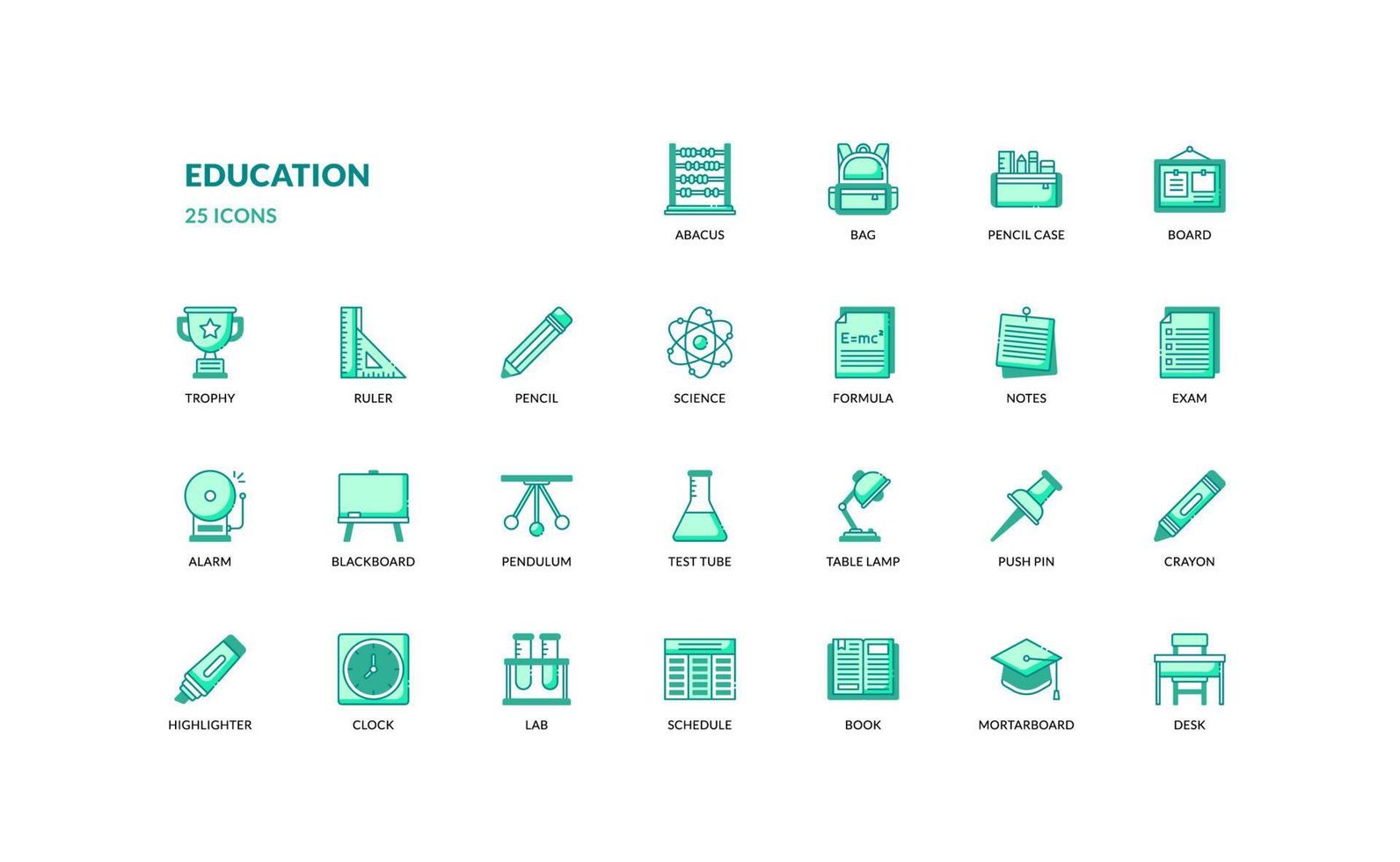 educación escolar aprendizaje detallado icono de color verde para presentación web ilustración vectorial simple vector