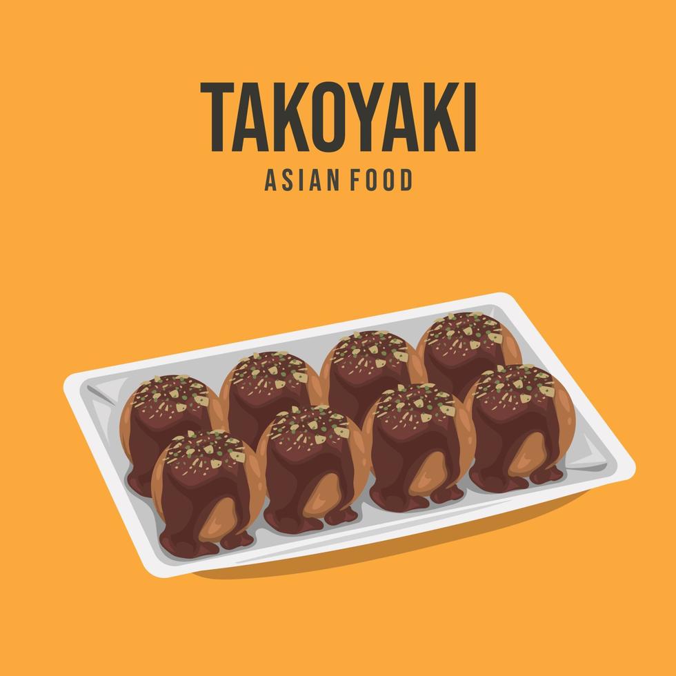 Asian Food. Takoyaki ball dumplings or Octopus balls. vector