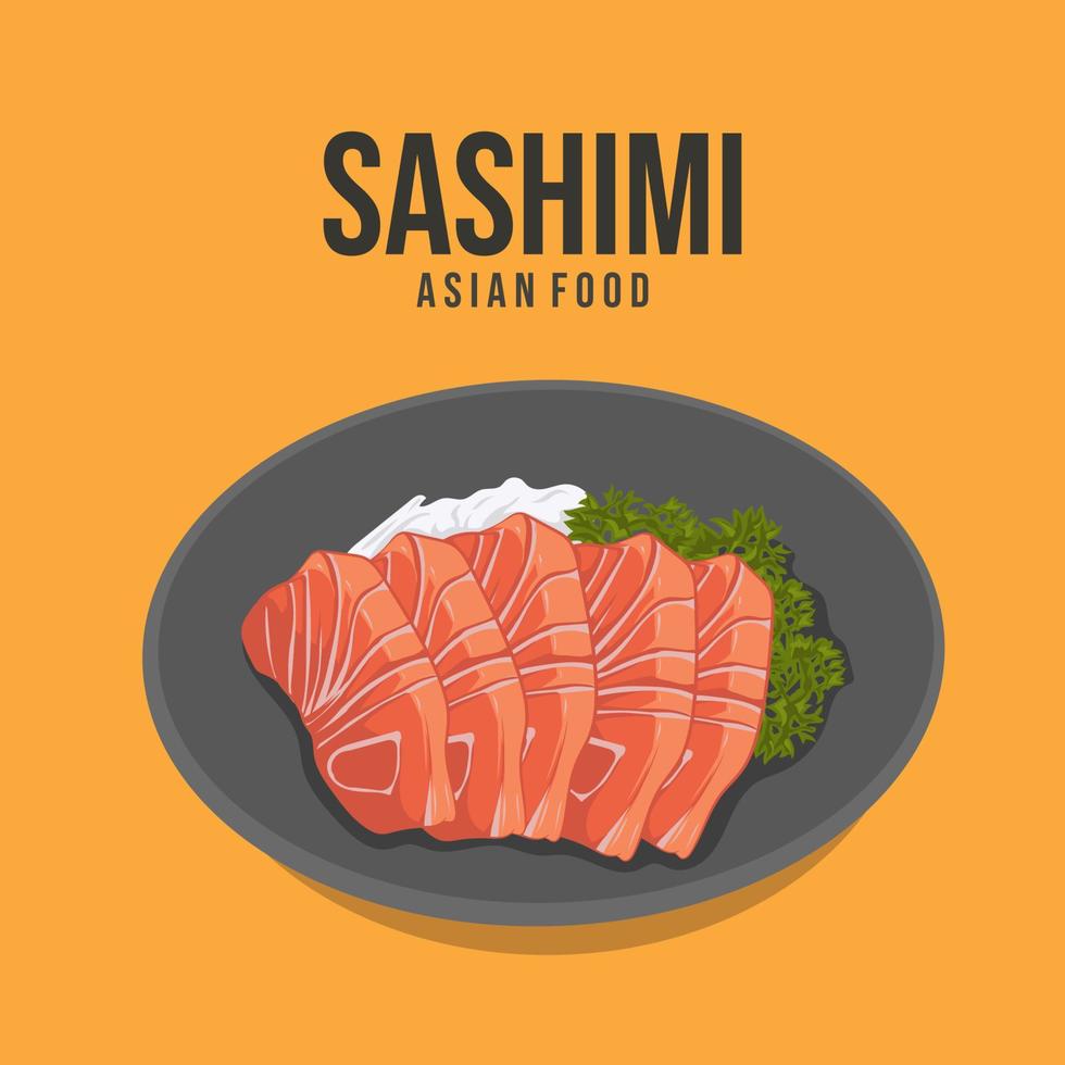 comida japonesa sashimi, salmón, atún. comida asiática vector