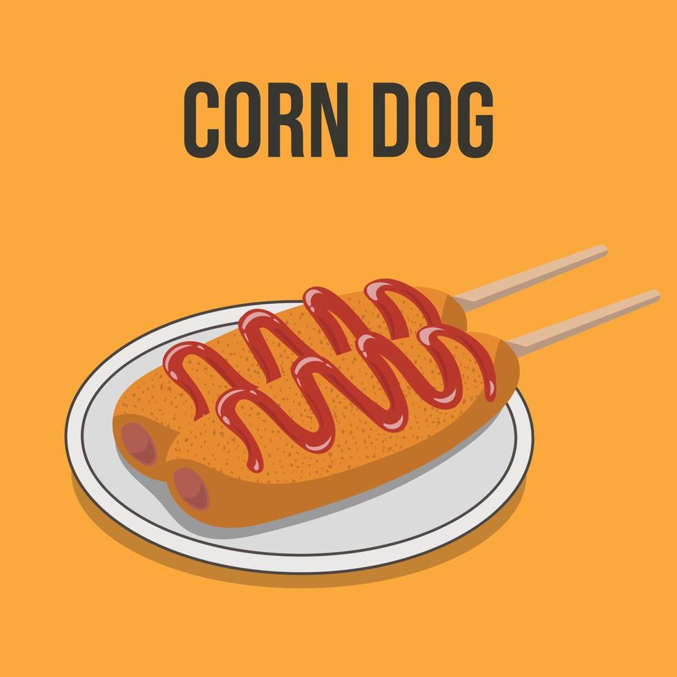 Vector illustration of corn dogs. Delicious american food