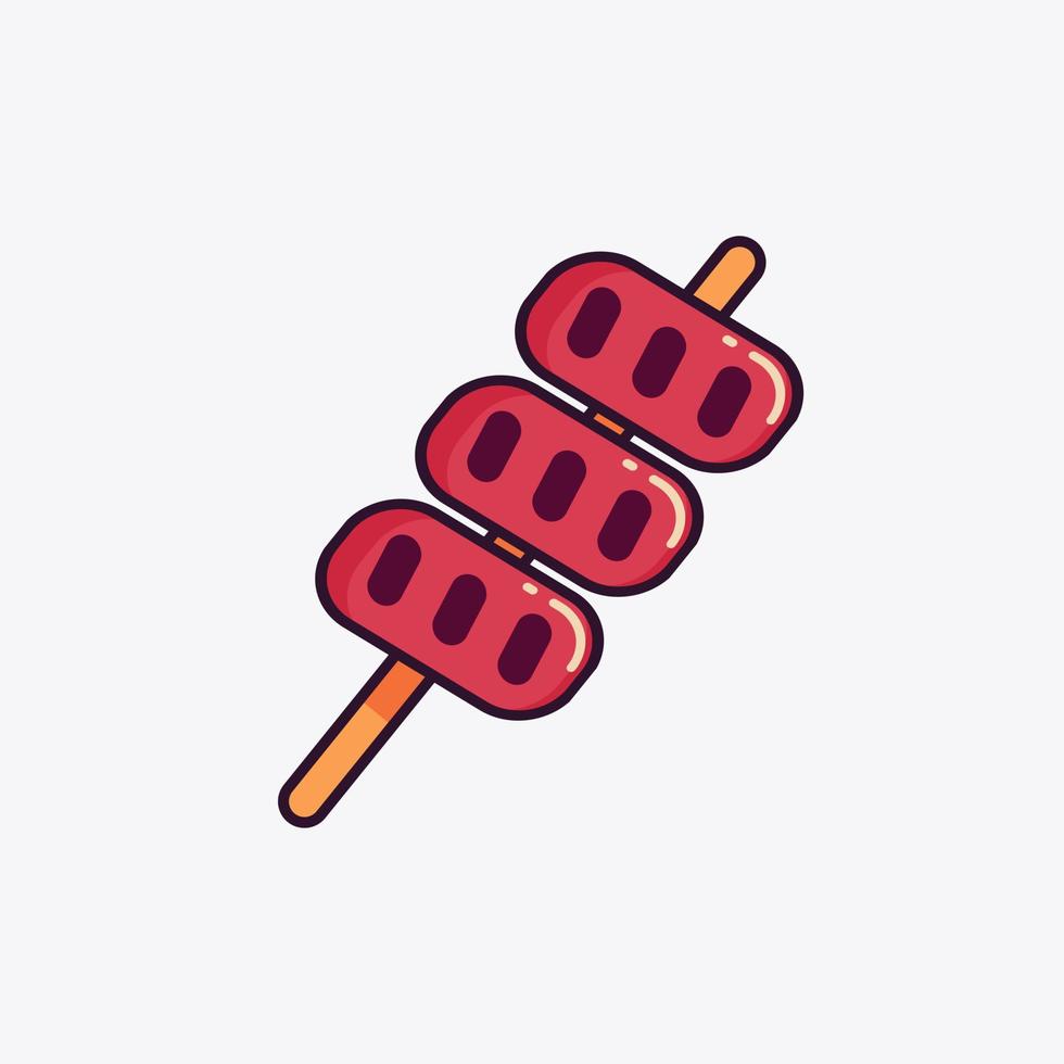 vector illustration of sausage skewer icon in white background