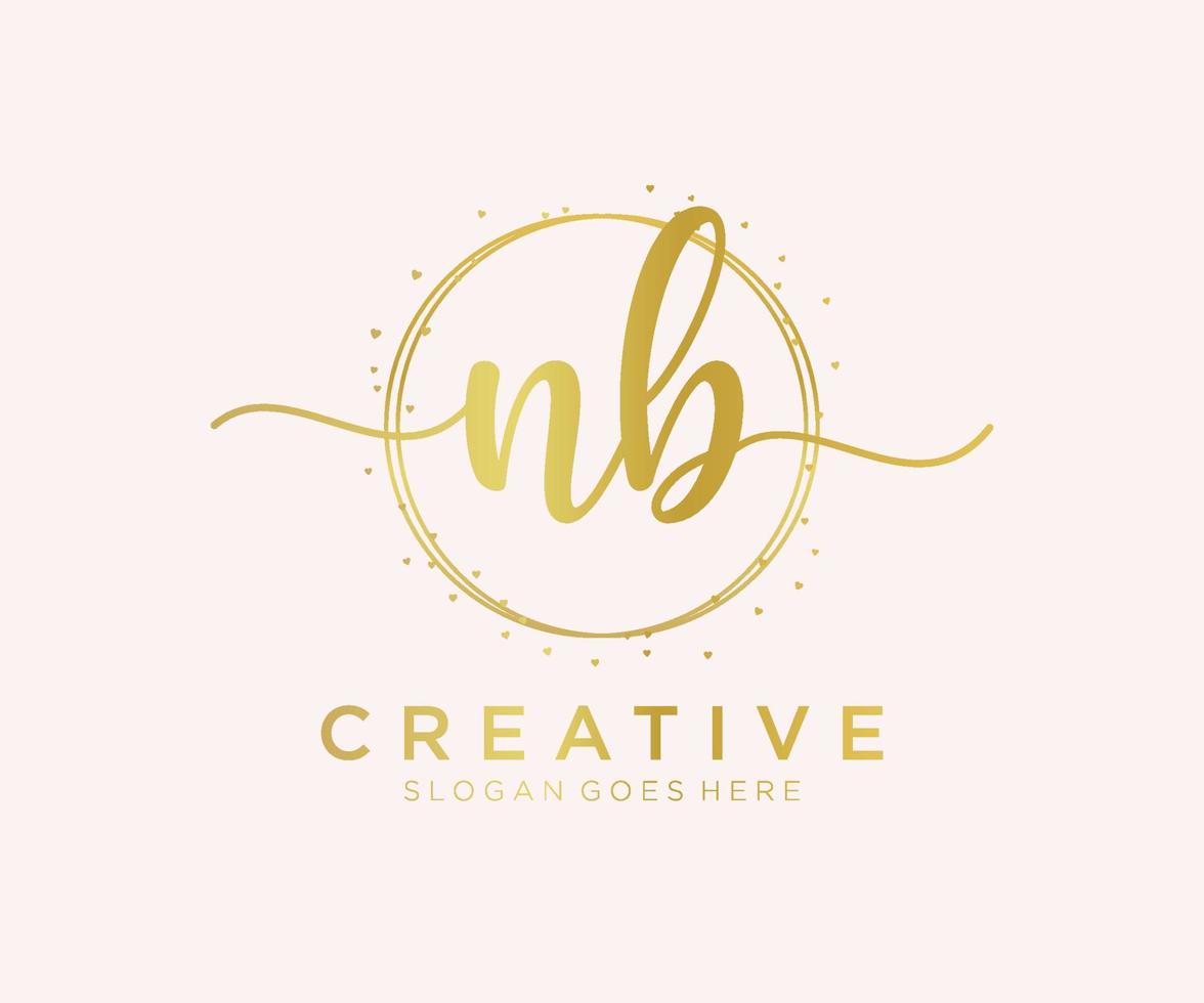 Initial NB feminine logo. Usable for Nature, Salon, Spa, Cosmetic and Beauty Logos. Flat Vector Logo Design Template Element.