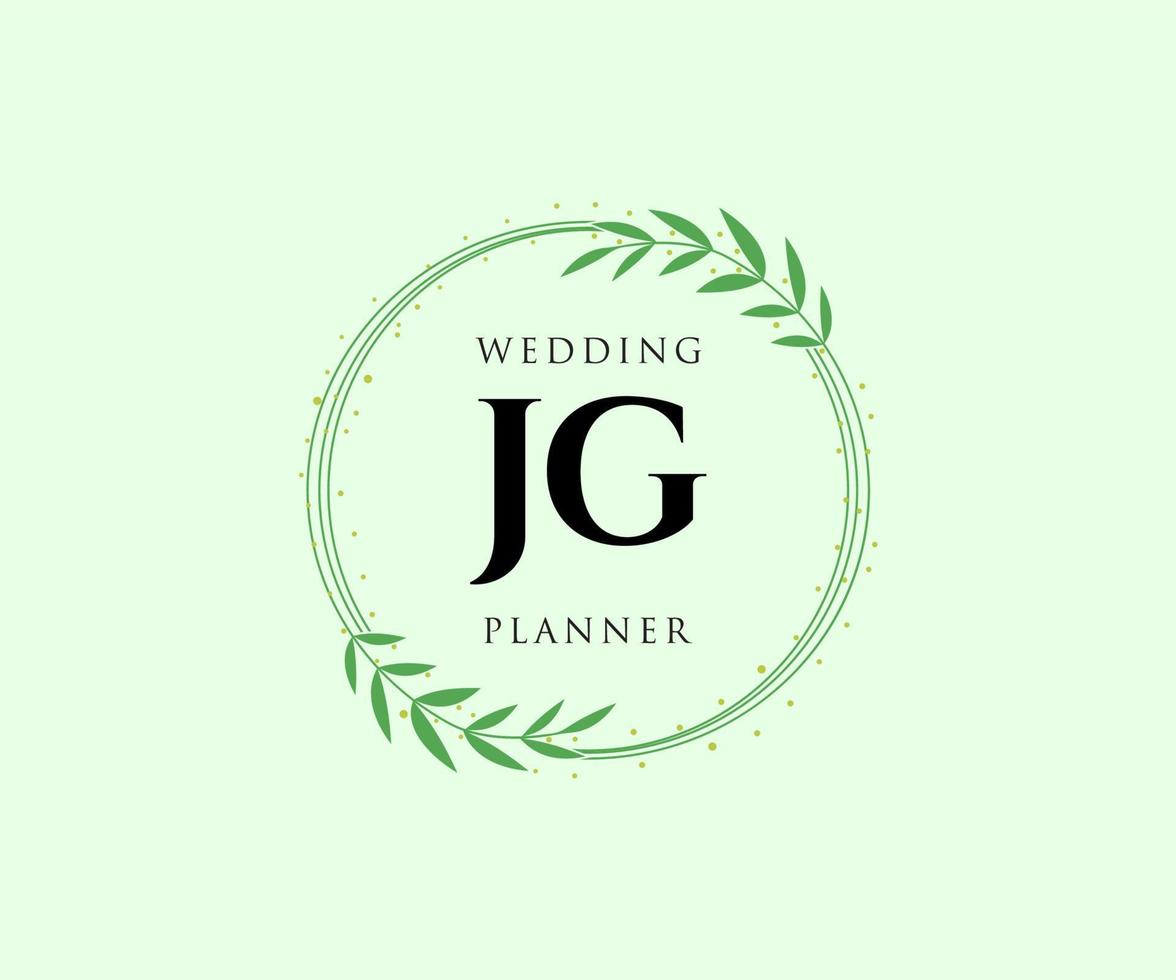 JG Initials letter Wedding monogram logos collection, hand drawn modern minimalistic and floral templates for Invitation cards, Save the Date, elegant identity for restaurant, boutique, cafe in vector