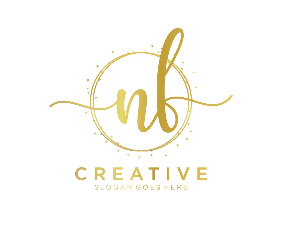 Initial NF feminine logo. Usable for Nature, Salon, Spa, Cosmetic and Beauty Logos. Flat Vector Logo Design Template Element.
