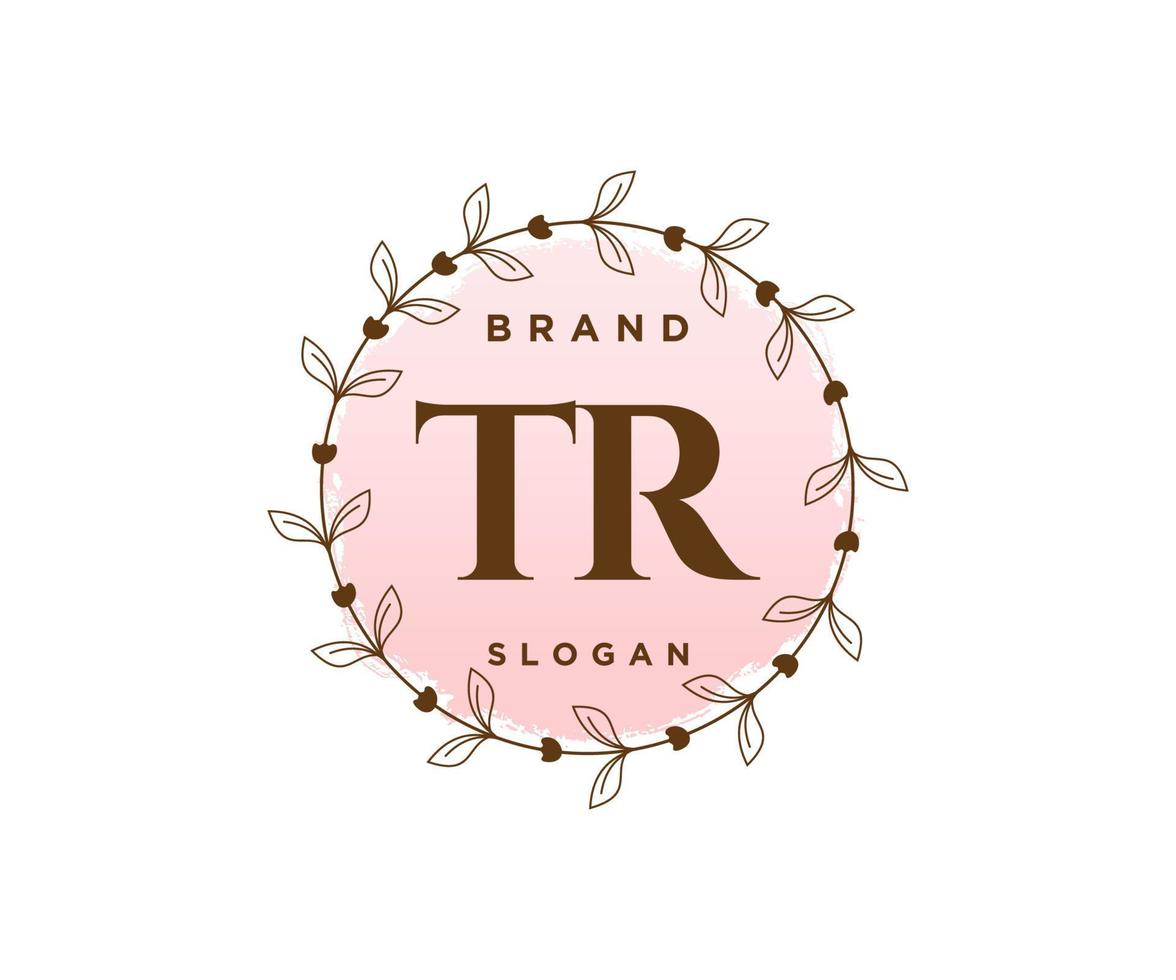 Initial TR feminine logo. Usable for Nature, Salon, Spa, Cosmetic and Beauty Logos. Flat Vector Logo Design Template Element.
