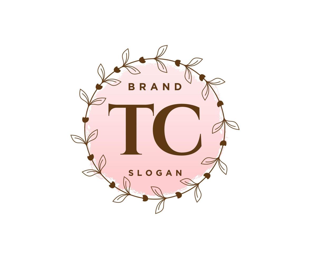 logotipo femenino inicial tc. utilizable para logotipos de naturaleza, salón, spa, cosmética y belleza. elemento de plantilla de diseño de logotipo de vector plano.