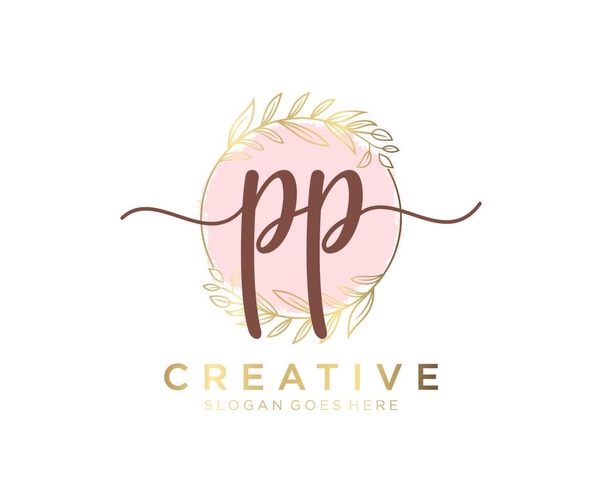 Initial PP feminine logo. Usable for Nature, Salon, Spa, Cosmetic and Beauty Logos. Flat Vector Logo Design Template Element.