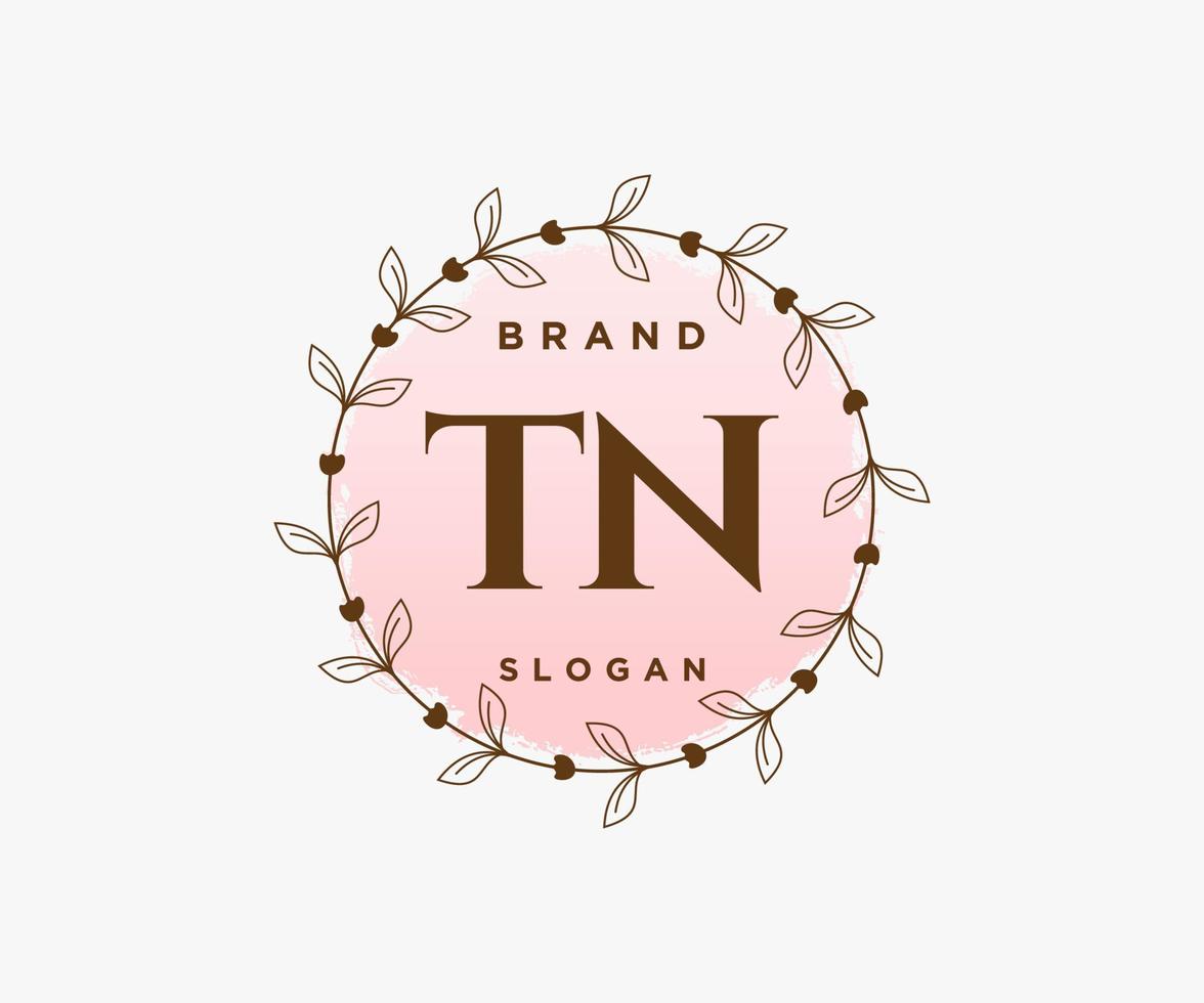 Initial TN feminine logo. Usable for Nature, Salon, Spa, Cosmetic and Beauty Logos. Flat Vector Logo Design Template Element.
