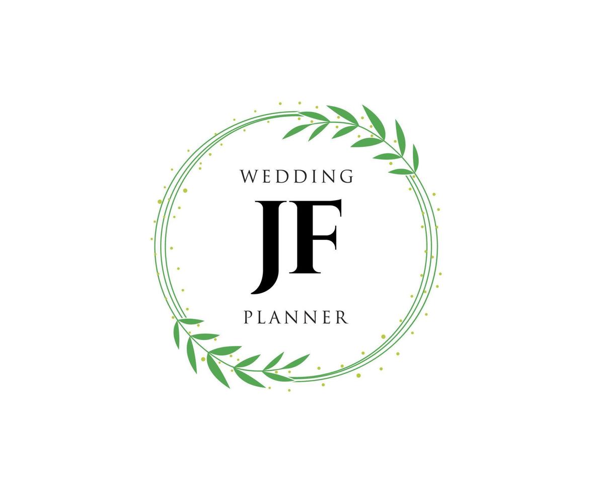 JF Initials letter Wedding monogram logos collection, hand drawn modern minimalistic and floral templates for Invitation cards, Save the Date, elegant identity for restaurant, boutique, cafe in vector