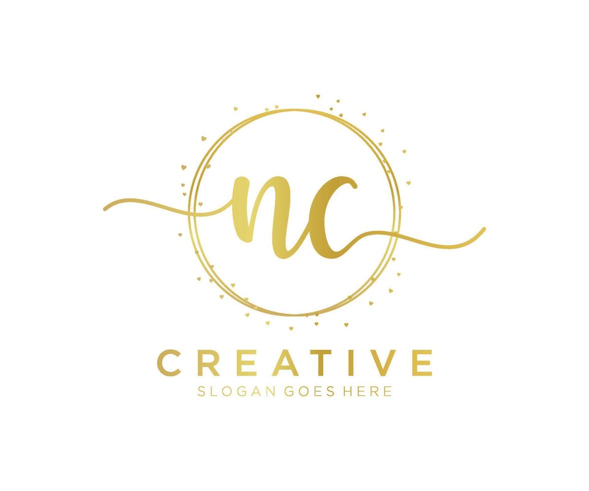 Initial NC feminine logo. Usable for Nature, Salon, Spa, Cosmetic and Beauty Logos. Flat Vector Logo Design Template Element.
