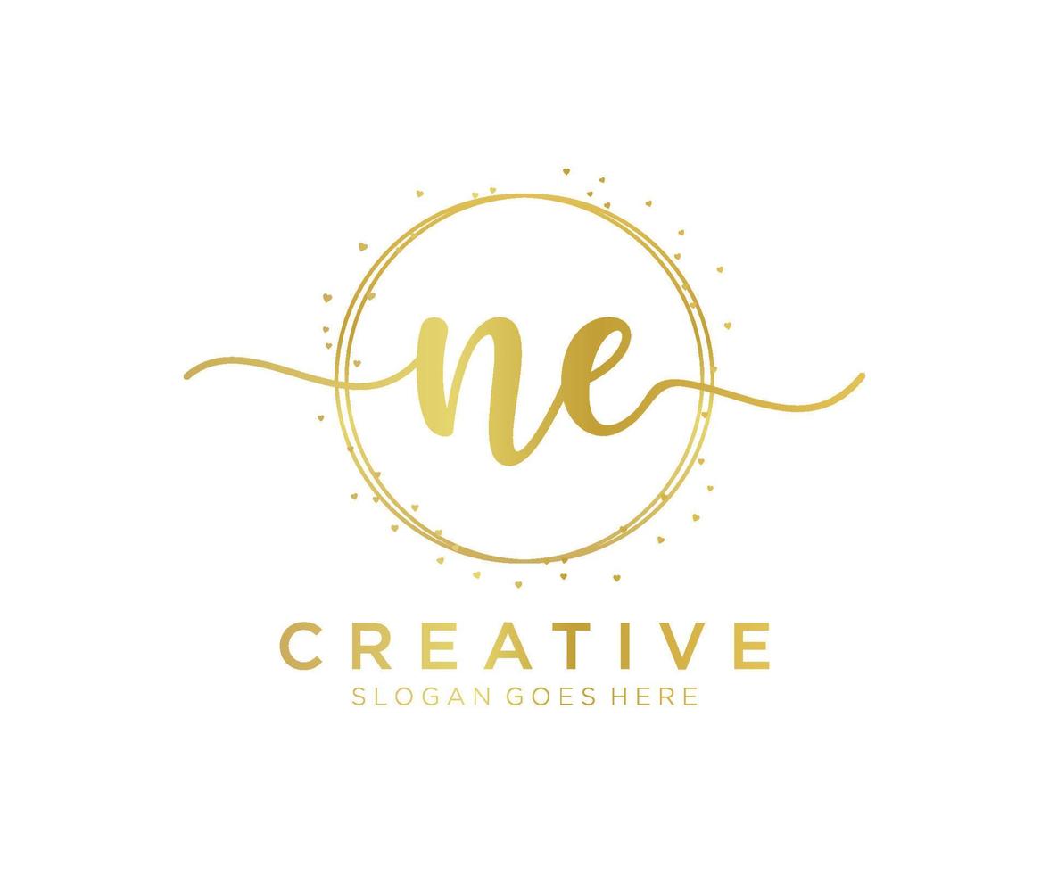 Initial NE feminine logo. Usable for Nature, Salon, Spa, Cosmetic and Beauty Logos. Flat Vector Logo Design Template Element.