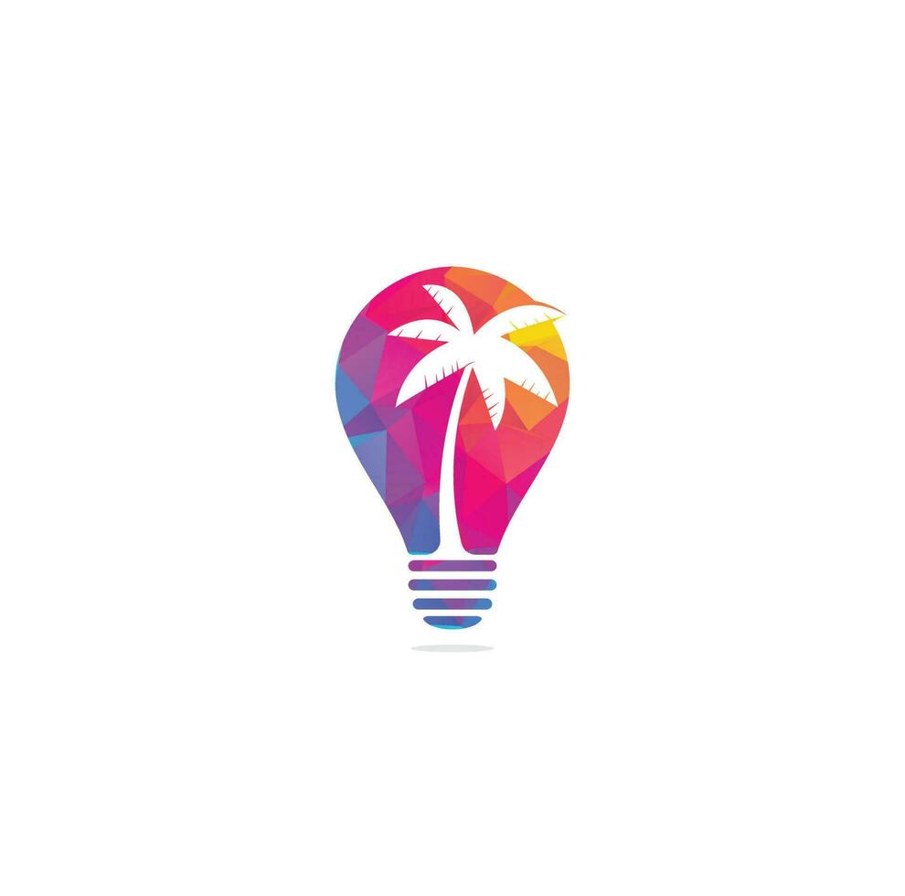 Palm tree bulb shape concept logo design vector template.coconut tree icon
