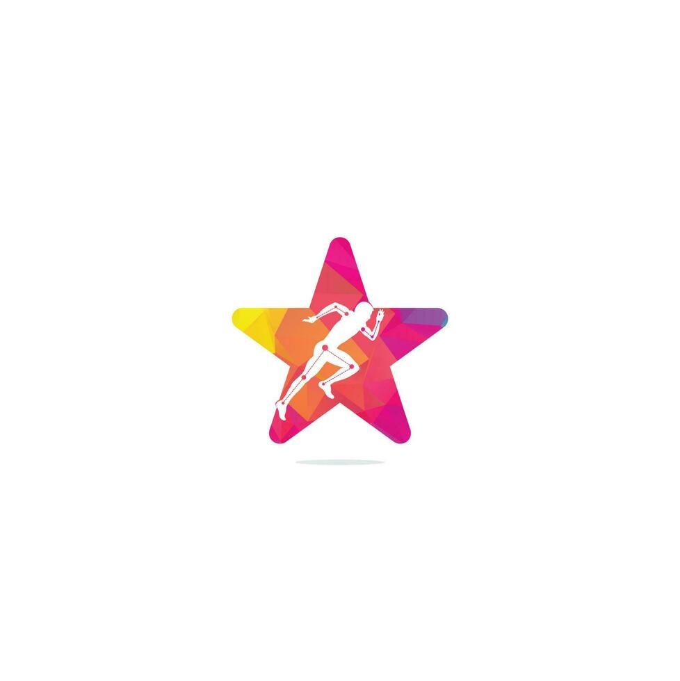 Physiotherapy treatment star shape concept logo design template vector with people run. Colorful vector health. Physiotherapy clinic logo. Physiotherapy logo