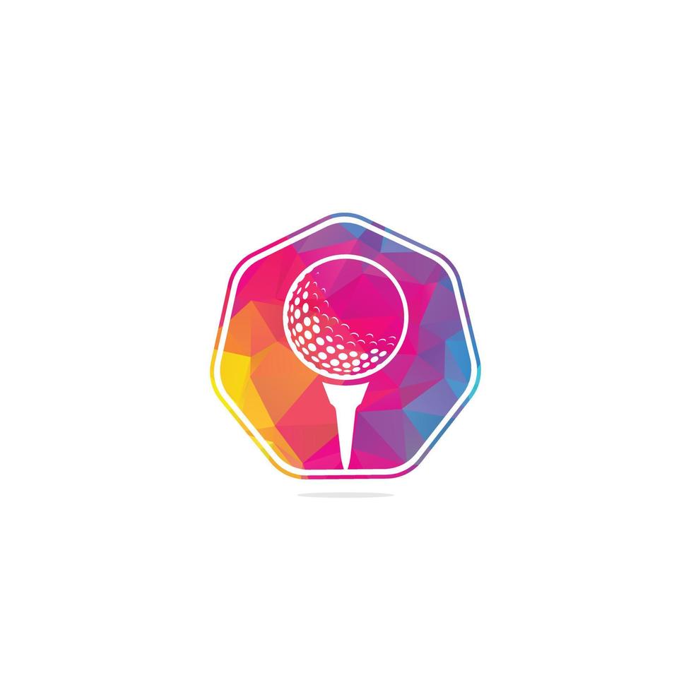 pelota de golf en el logotipo de tee aislado sobre fondo blanco. vector