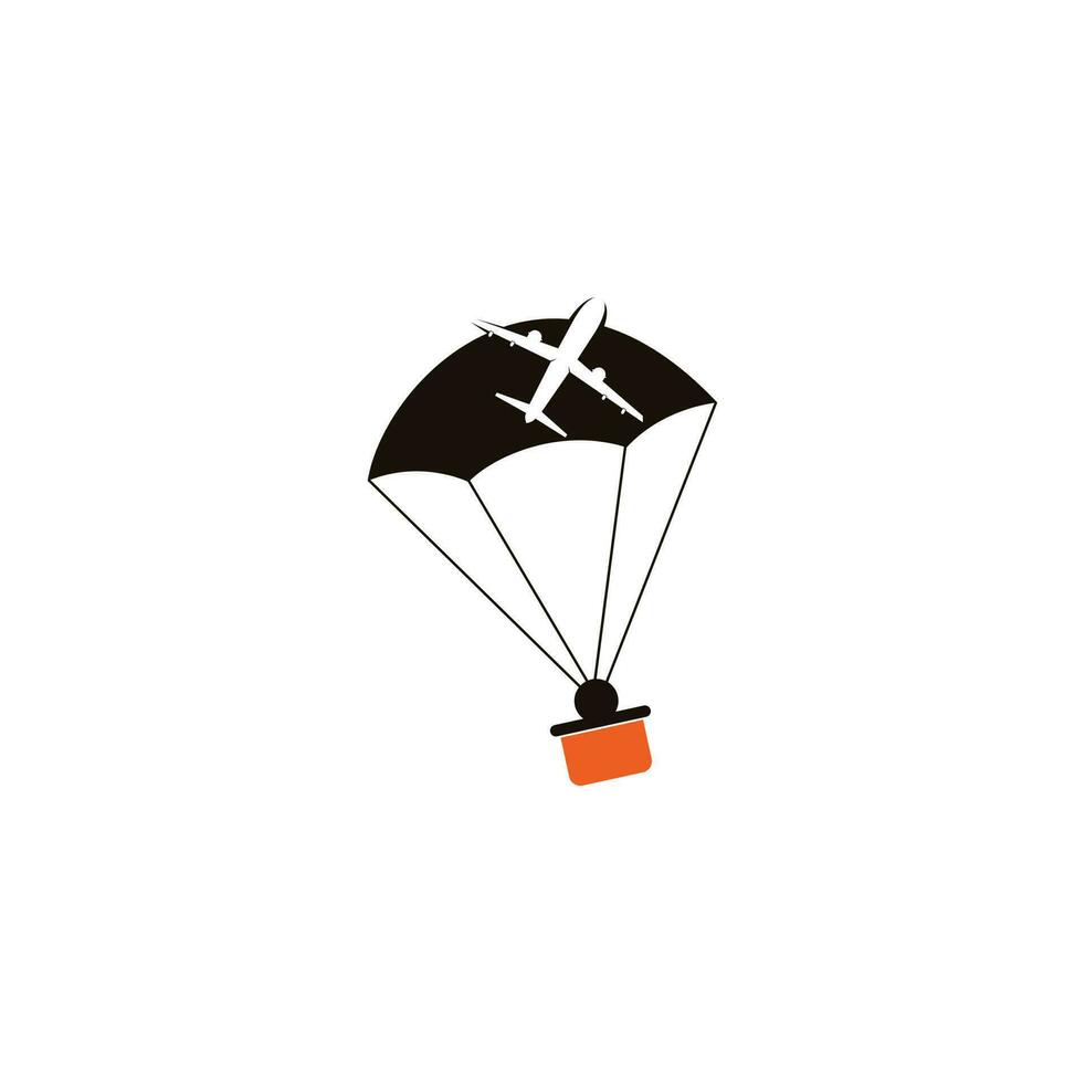 plantilla de logotipo de vector de paracaídas de agencia de viajes. plantilla de logotipo de vacaciones. turismo de viaje en avión. alrededor del vector de iconos del mundo. logotipo de viaje mundial de diseño creativo.