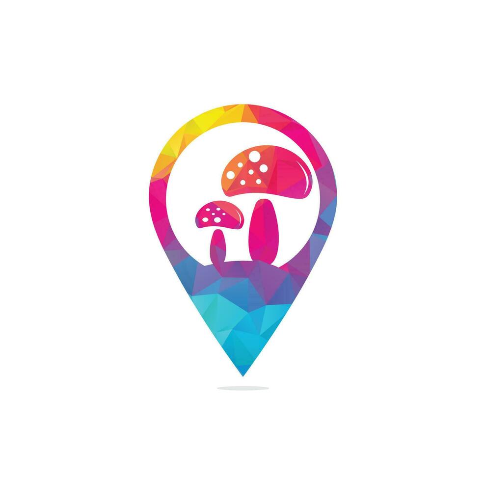 healthy mushroom logo vector template. Mushroom map pin shape concept logo.