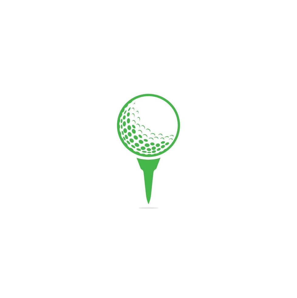 Golf ball on tee logo isolated on white background . vector