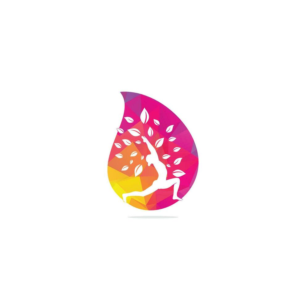 Yoga drop shape concept logo design template. Cosmetics icon and Spa logo. Yoga Pose Vector