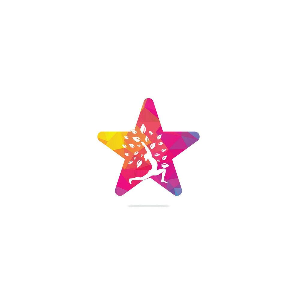 Yoga star shape concept logo design template. Cosmetics icon and Spa logo. Yoga Pose Vector