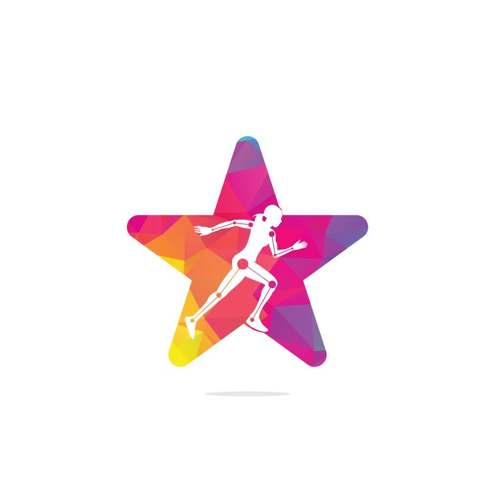 Physiotherapy treatment star shape concept design template vector with people run. Colorful vector health.