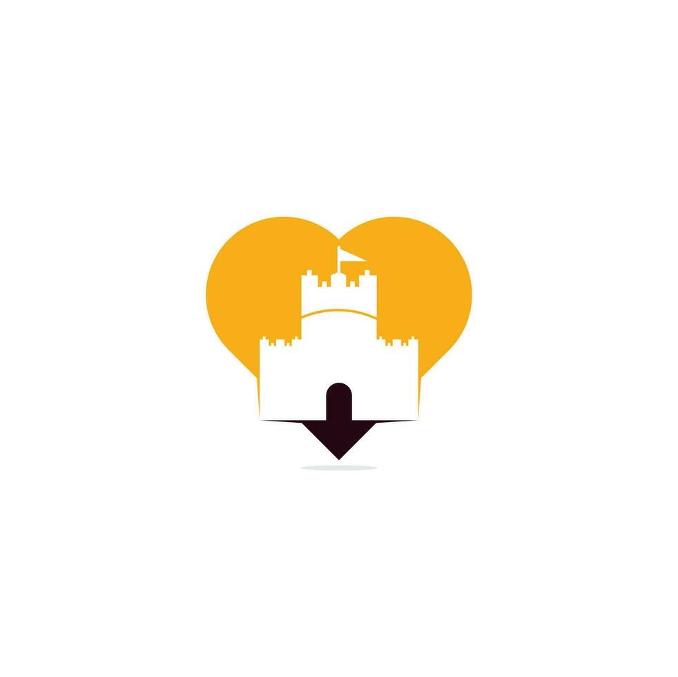 Castle heart shape concept logo design concept vector. Castle Tower logo Template Vector. vector