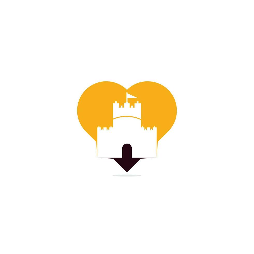 Castle heart shape concept logo design concept vector. Castle Tower logo Template Vector. vector