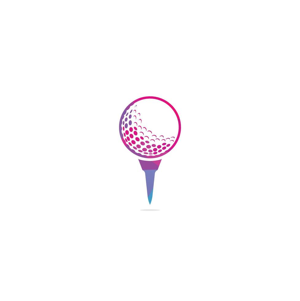 pelota de golf en el logotipo de tee aislado sobre fondo blanco. vector