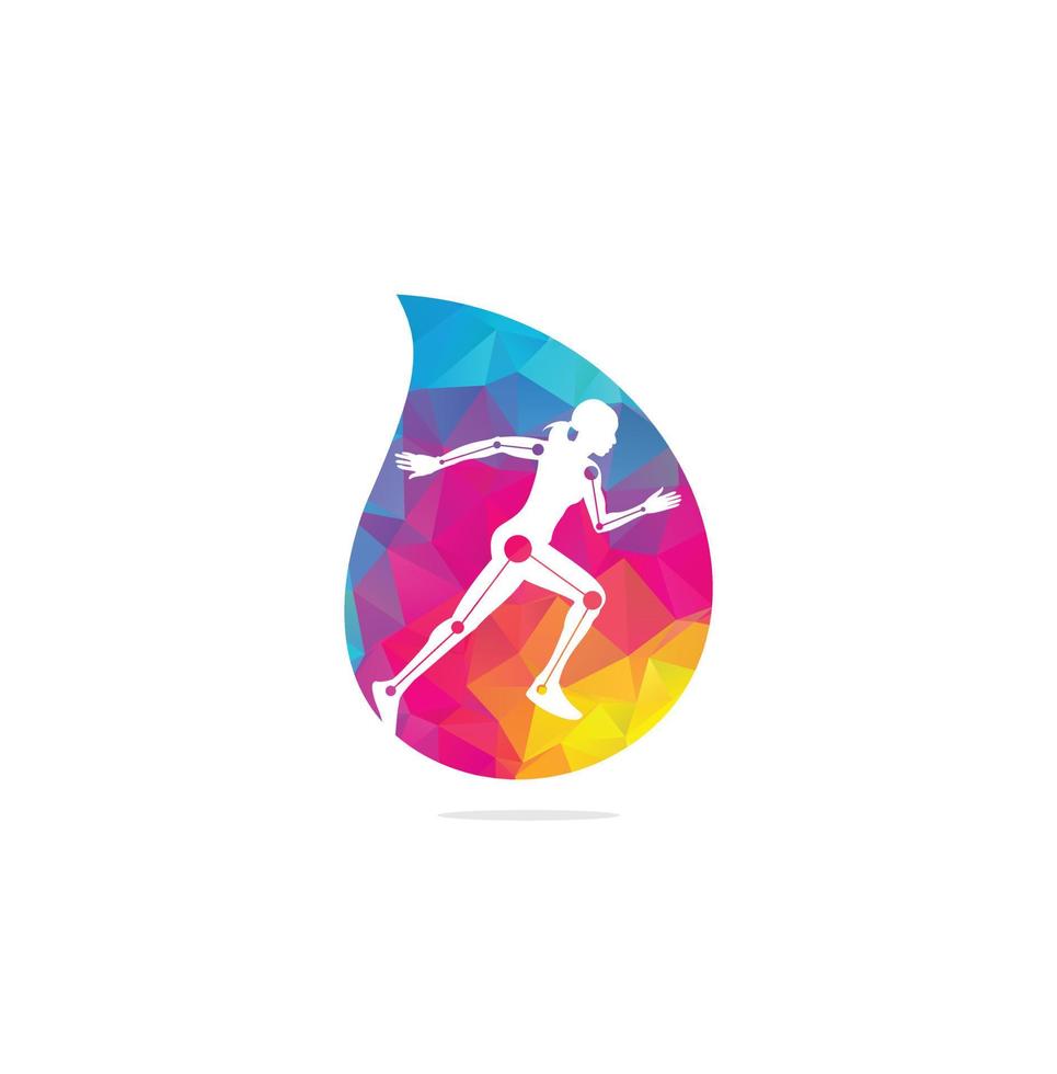 Physiotherapy treatment drop shape concept design template vector with people run. Colorful vector health.