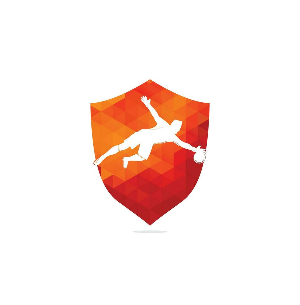 Goalkeeper player logo. Modern Soccer Player In Action Logo - Save By The Goalkeeper vector
