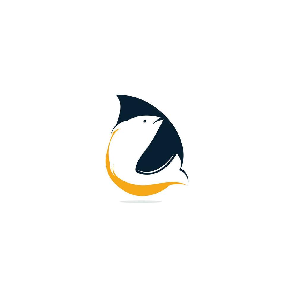 Fish drop shape concept vector logo design. Fishing logo concept.