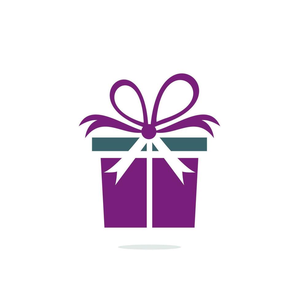 diseño de logotipo vectorial de caja de regalo. ilustración de caja de regalo presente, saludo, sorpresa. caja de saludo o caja de regalo de envoltura. vector