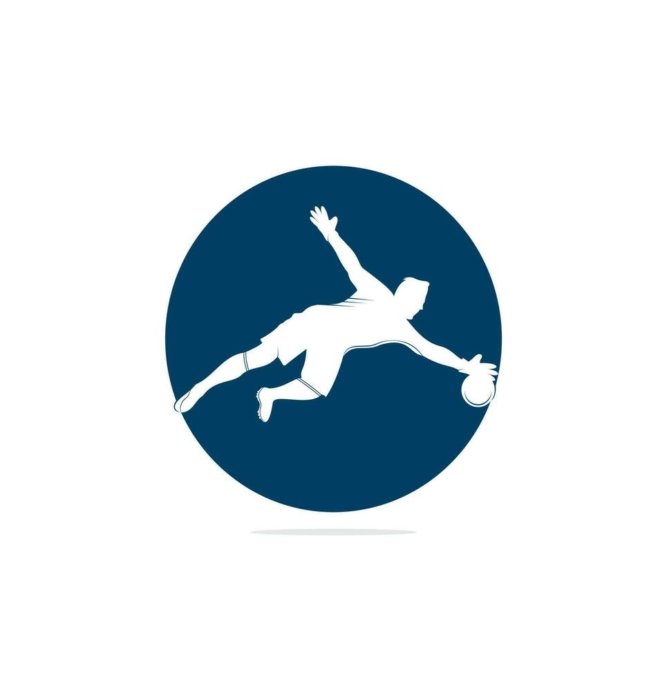 Goalkeeper player logo. Modern Soccer Player In Action Logo - Save By The Goalkeeper vector