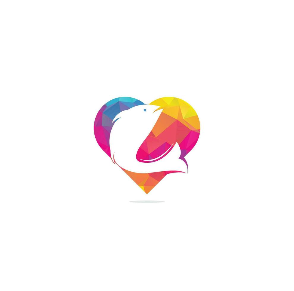 Fish heart shape concept vector logo design. Fishing logo concept.