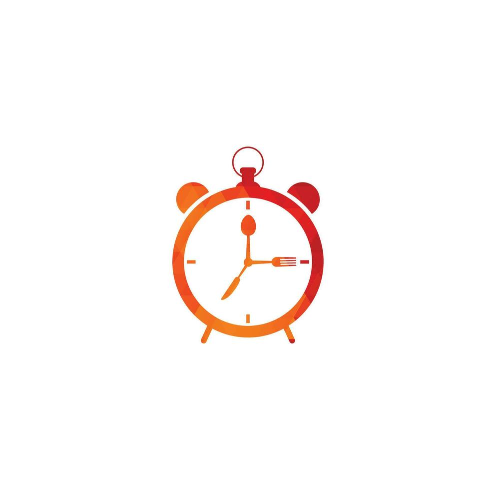 tiempo de comida con cuchara de reloj circular, tenedor y vector de logotipo de cuchillo, icono, elemento y plantilla para la empresa. reloj de comida cuchara, cuchillo, cuchara, logo de tenedor