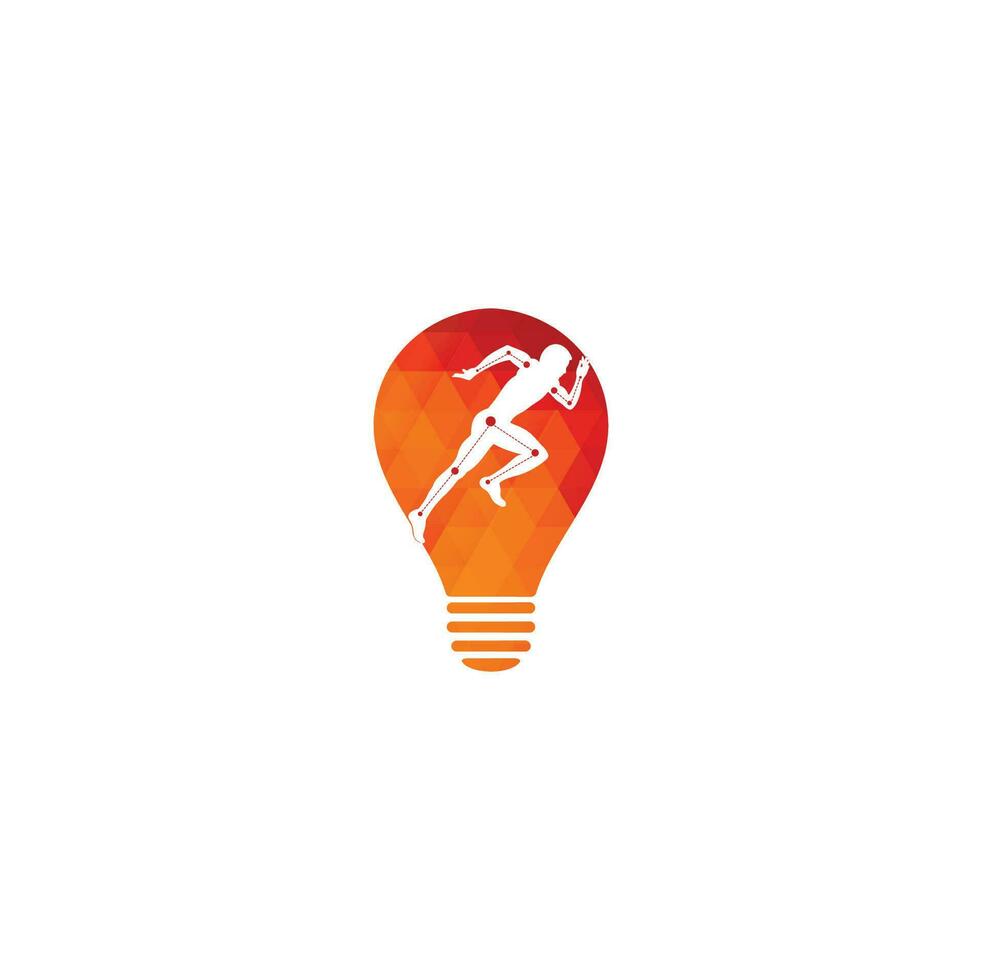 Physiotherapy treatment bulb shape concept logo design template vector with people run. Colorful vector health. Physiotherapy clinic logo. Physiotherapy logo