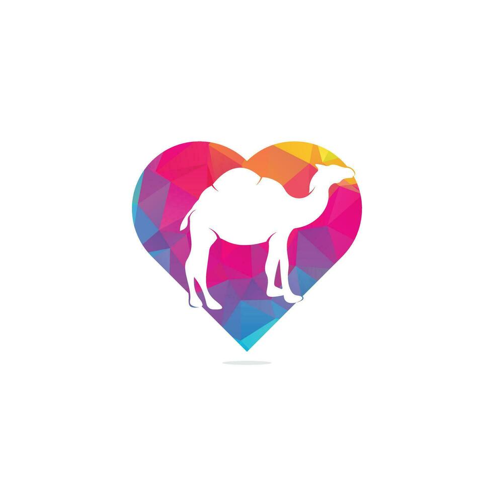 diseño de ilustración de icono de vector de plantilla de logotipo de concepto de forma de corazón de camello