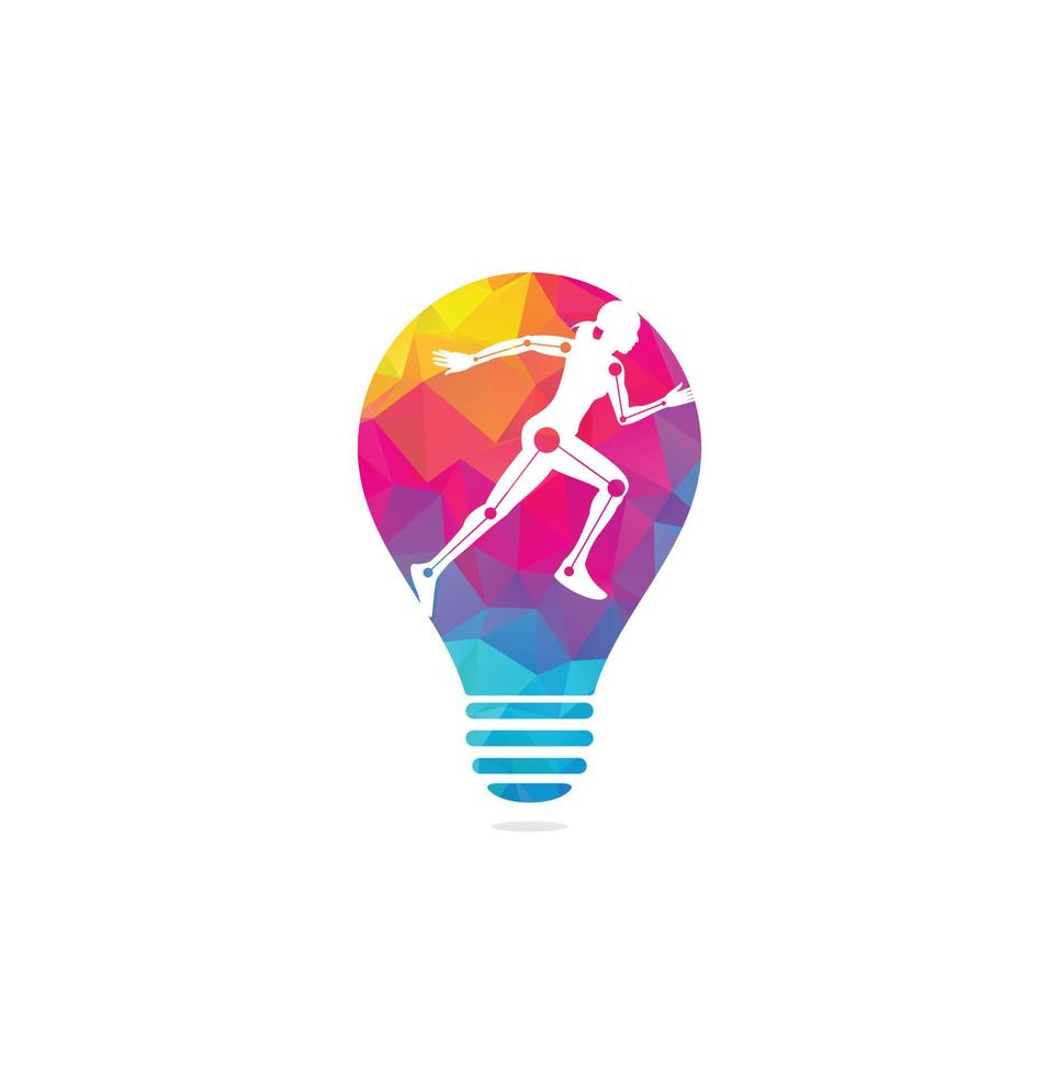 Physiotherapy treatment bulb shape concept design template vector with people run. Colorful vector health.