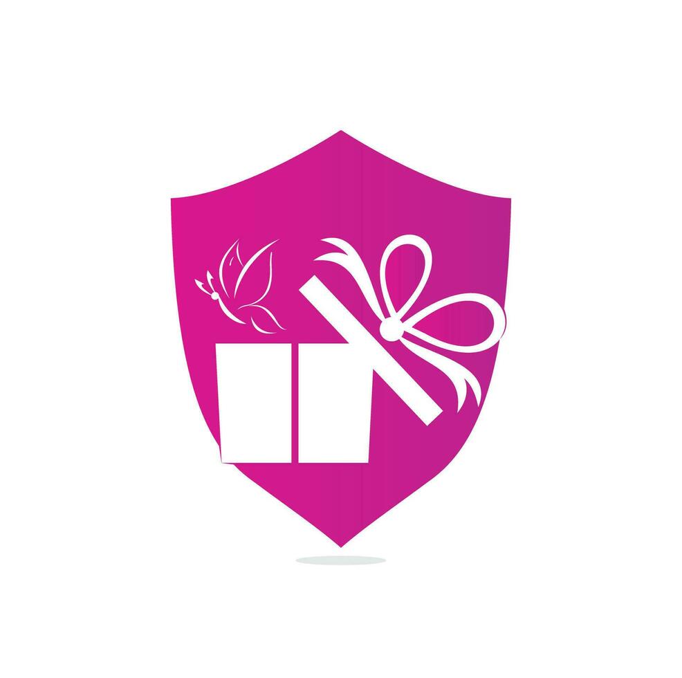 Gift box vector logo design. illustration of gift box present, greeting, surprise. Greeting box or wrap gift box.