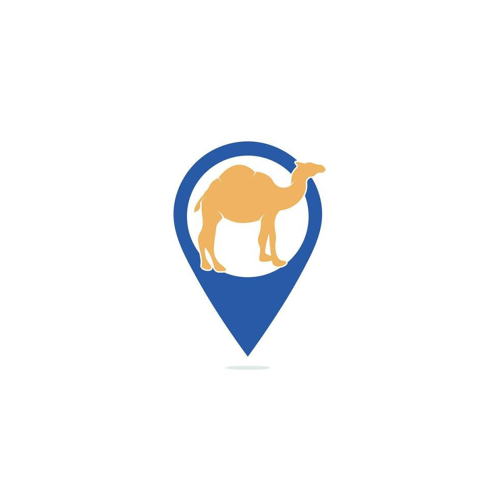 Camel map pin concept logo template vector icon illustration design