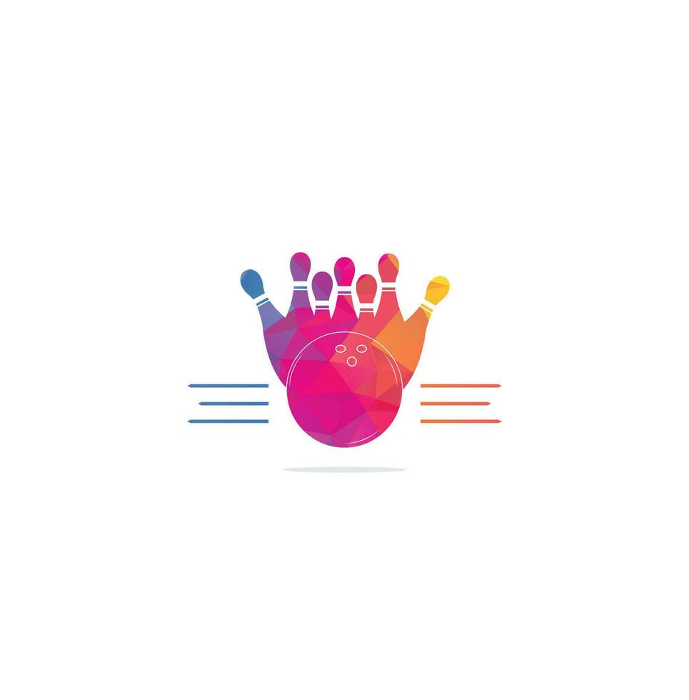 Group of bowling pins and ball logo. Sport Game concept. Logo bowling concept design. vector
