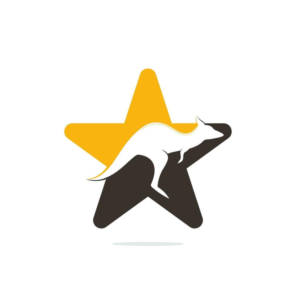 plantilla de vector de diseño de logotipo de concepto de forma de estrella de canguro. conceptos de logotipo rápido de canguro.